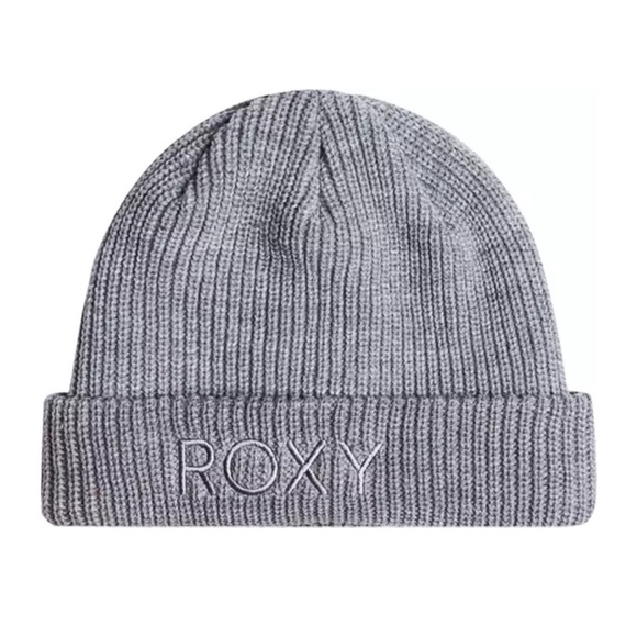 Roxy Women's Freja Beanie Heather Grey Double Layer Rib-Knit Acrylic NWT Hat - Picture 5 of 7